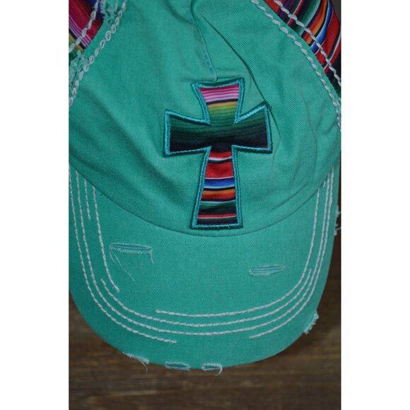 KBETHOS Vintage Rainbow Distressed Cross Baseball Cap Hat Retro Adjustable - Picture 3 of 6